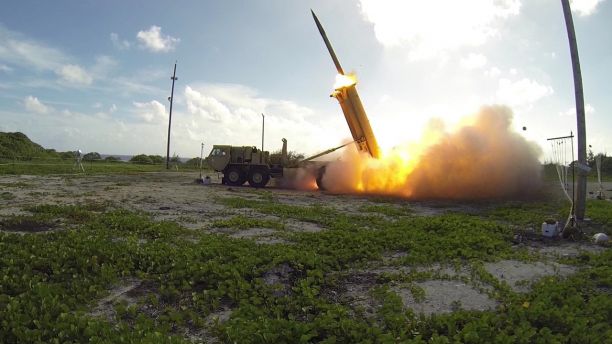 A Terminal High Altitude Area Defense (THAAD) interceptor is launched from a THAAD battery located on Wake Island, during Flight Test Operational (FTO)-02 Event 2a, conducted Nov. 1, 2015. During the test, the THAAD system successfully intercepted two air-launched ballistic missile targets.