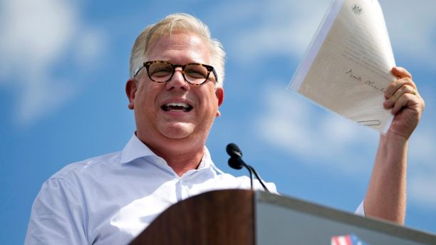 FILE - In this Wednesday Sept. 9, 2015, file photo, radio host Glenn Beck speaks during a Tea Party rally against the Iran deal on the West Lawn of the Capitol in Washington. SiriusXM announced May 31, 2016, that Beck was being suspended over his comments in a May 25, 2016, interview with author Brad Thor. (AP Photo/Jacquelyn Martin, File)