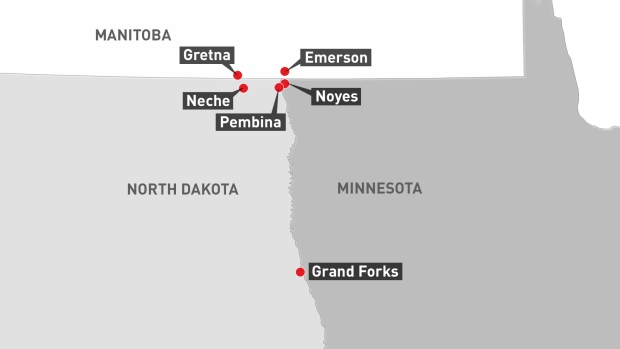 Refugee crossings into Manitoba