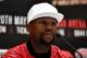 LONDON, ENGLAND - MARCH 07: Floyd Mayweather JR speaks during a Frank Warren and Floyd Mayweather JR Press Conference at The Savoy Hotel on March 7, 2017 in London, England. (Photo by Dan Mullan/Getty Images)
