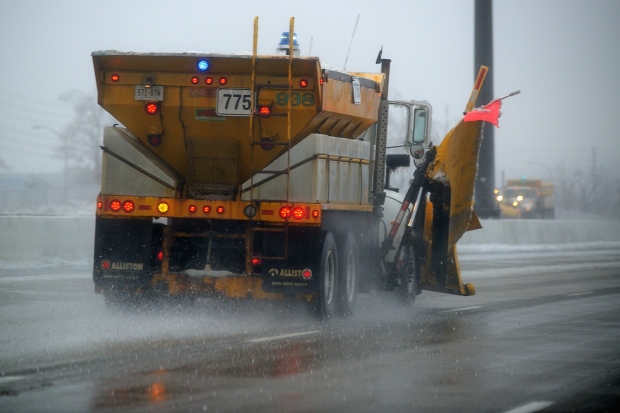 Salt truck near Highway 407 and Keele Street