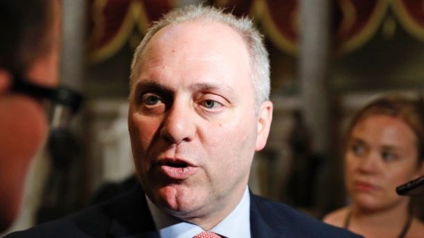 Majority Whip Rep. Steve Scalise, R-La., speaks with the media on Capitol Hill, Wednesday, May 17, 2017 in Washington. The Justice Department has appointed former FBI Director Robert Mueller as a special counsel to oversee a federal investigation into potential coordination between Russia and the Donald Trump campaign to influence the 2016 presidential election.(AP Photo/Alex Brandon)