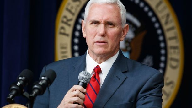 FILE- In this April 4, 2017, file photo, Vice President Mike Pence speaks during a town hall with business leaders in the South Court Auditorium on the White House complex in Washington. Pence is set to arrive Sunday, April 16, in South Korea as President Donald Trump vows that North Korea Kim Jong Un's government is a 