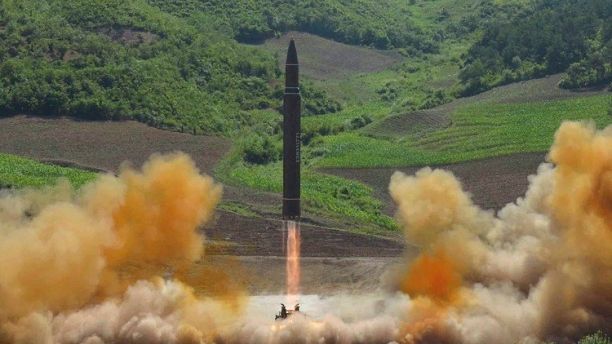 This photo distributed by the North Korean government shows what was said to be the launch of a Hwasong-14 intercontinental ballistic missile, ICBM, in North Korea's northwest, Tuesday, July 4, 2017. Independent journalists were not given access to cover the event depicted in this photo. North Korea claimed to have tested its first intercontinental ballistic missile in a launch Tuesday, a potential game-changing development in its push to militarily challenge Washington â but a declaration that conflicts with earlier South Korean and U.S. assessments that it had an intermediate range. (Korean Central News Agency/Korea News Service via AP)