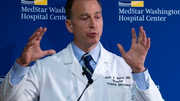 MedStar Washington Hospital Center Director of Trauma Dr. Jack Sava speaks during a news conference in Washington, Friday, June 16, 2017, about the condition of House Majority Whip Steve Scalise of La. who was shot in Alexandria, Va., Wednesday, June 14, 2017, during a congressional baseball practice. (AP Photo/Jose Luis Magana)