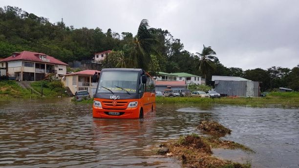 This photo provided by Frank Phazian shows flooding caused by Hurricane Maria near Le Raizet, Guadeloupe, Tuesday, Sept. 19, 2017. (Frank Phazian via AP)