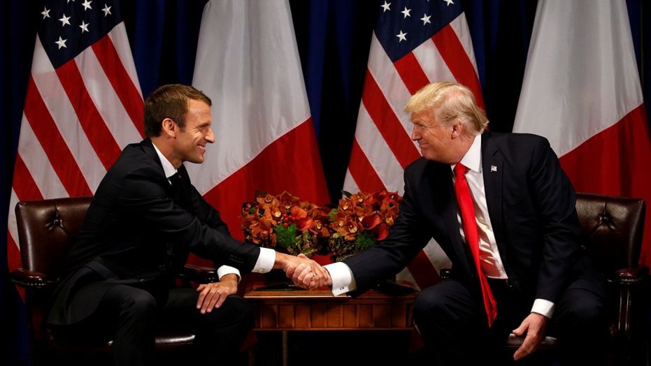 President Donald Trump meeting with French President Emmanuel Macron in New York.