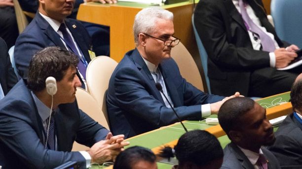 Members of the Iranian delegation listen as U.S. President Donald Trump speaks during the 72nd session of the United Nations General Assembly at U.N. headquarters, Tuesday, Sept. 19, 2017. (AP Photo/Mary Altaffer)