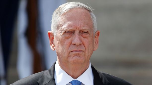 Defense Secretary Jim Mattis waits to greet Polish Defense Minister Antoni Macierewicz, upon his arrival at the Pentagon, Thursday, Sept. 21, 2017, in Washington. (AP Photo/Alex Brandon)