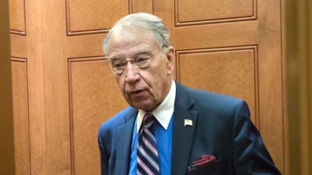 Senate Judiciary Committee Chairman Chuck Grassley, R-Iowa, arrives at the Capitol as his panel prepares to interview Donald Trump Jr., behind closed doors about the meddling and possible Russian links to President Donald Trump's 2016 presidential campaign, in Washington, Thursday, Sept. 7, 2017. Trump Jr. released a series of emails in July that detailed preparations for a June 2016 meeting with a Russian lawyer and others where he was expecting to get damaging information about Democratic candidate Hillary Clinton. (AP Photo/J. Scott Applewhite)