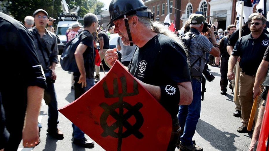 The use of homemade shields like this one could be banned from protests in Los Angeles.
