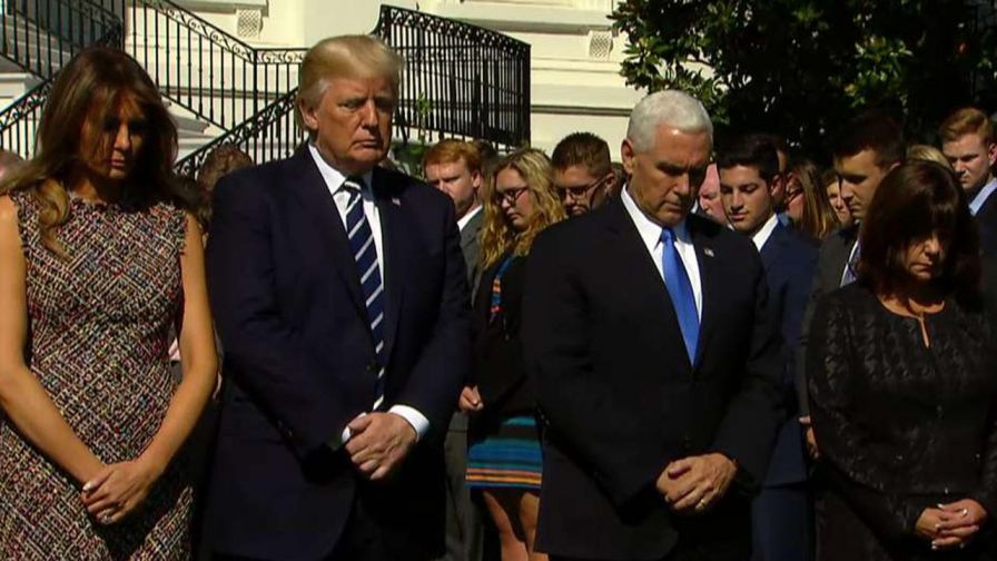 President, first lady, vice president and second lady appear on South Lawn of White House.