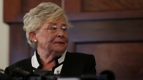 Alabama Lt Governor Kay Ivey speaks to the media after being sworn in as Alabama's new governor, after Alabama Governor Robert Bentley announced his resignation amid impeachment proceedings on accusations stemming from his relationship with a former aide, in Montgomery, Alabama, U.S., April 10, 2017.    REUTERS/Marvin Gentry - RC1E5775AE00
