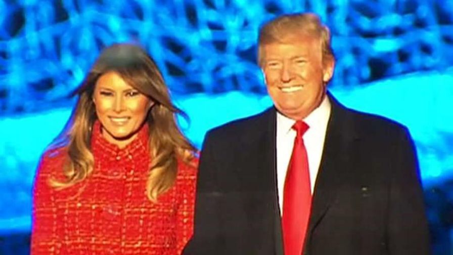 Kathie Lee Gifford joins President Trump and first lady Melania Trump on the White House Ellipse.
