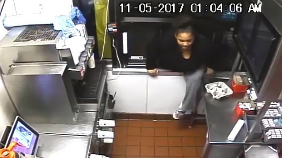 Police in Maryland are looking for a woman who broke into a McDonald's drive-thru and stole food and cash.
