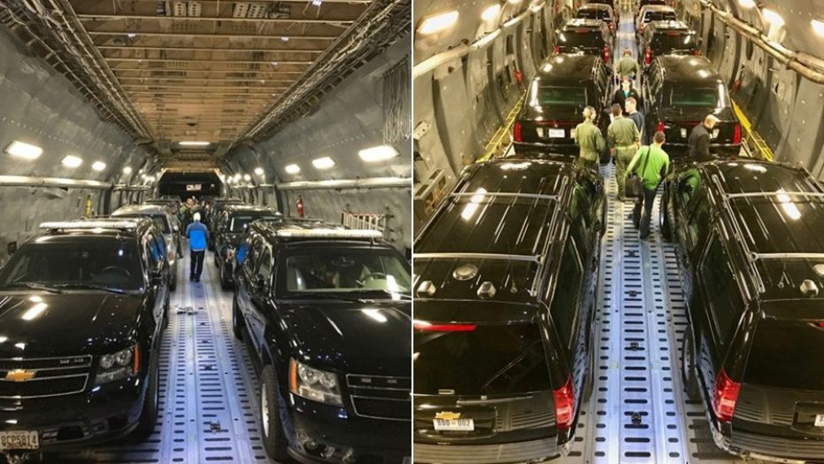 Secret Service shared these two photos of Trump's motorcade on its way to Asia.