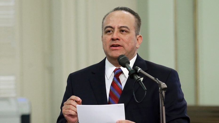 FILE - In this May 4, 2017, file photo, Assemblyman Raul Bocanegra, D-Los Angeles, speaks at the Capitol in Sacramento, Calif. Bocanegra says he's stepping down amid allegations he sexually harassed a colleague.