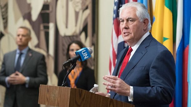 U.S. Secretary of State Rex Tillerson speaks to reporters after a high level Security Council meeting on the situation in North Korea, Friday, Dec. 15, 2017 at United Nations headquarters. (AP Photo/Mary Altaffer)