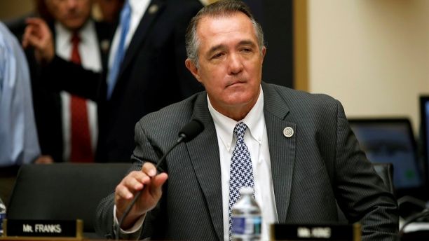 Rep. Trent Franks (R-AZ) arrives ahead of FBI Director Christopher Wray testifying before a House Judiciary Committee hearing on Capitol Hill in Washington, U.S., December 7, 2017. REUTERS/Aaron P. Bernstein - RC1EE7D72050