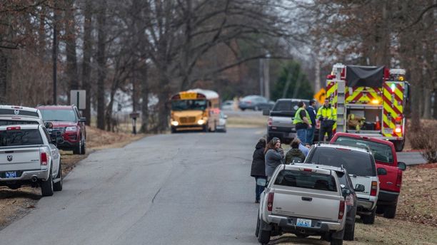 Emergency crews respond to Marshall County High School after a fatal school shooting Tuesday, Jan. 23, 2018, in Benton, Ky. Authorities said a shooting suspect was in custody. (Ryan Hermens/The Paducah Sun via AP)