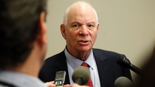 Sen. Ben Cardin, D-Md., speaks to the media after attending a meeting with a bipartisan group of senators, Monday Jan. 22, 2018, on day three of the government shutdown on Capitol Hill in Washington. (AP Photo/Jacquelyn Martin)
