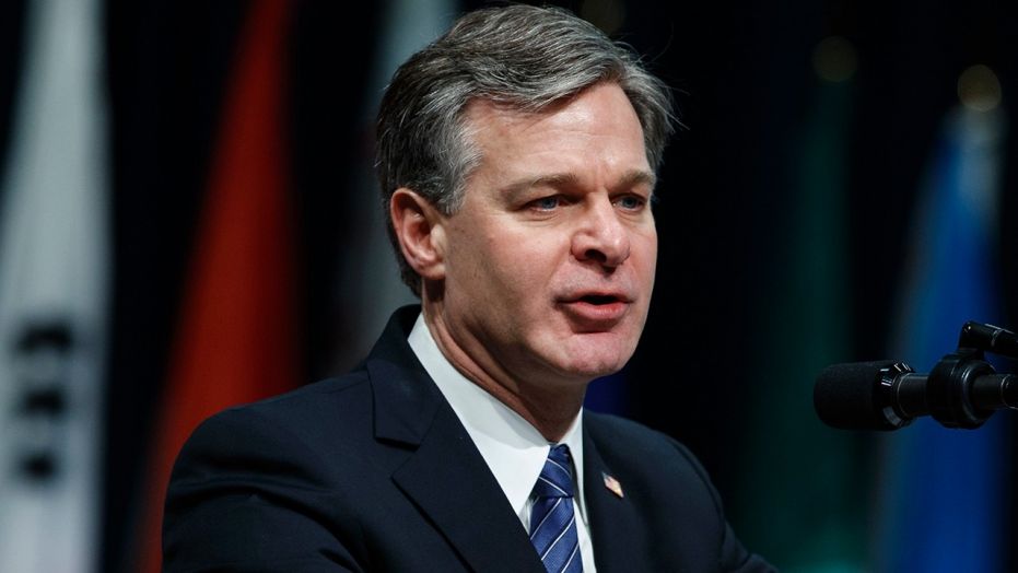 FBI Director Christopher Wray speaks during the FBI National Academy graduation ceremony in Quantico, Va., Dec. 15, 2017.