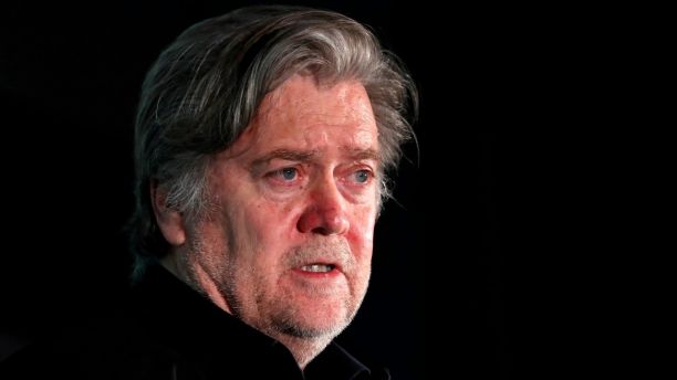 Former White House Chief Strategist Steve Bannon participates in a Hudson Institute conference on 