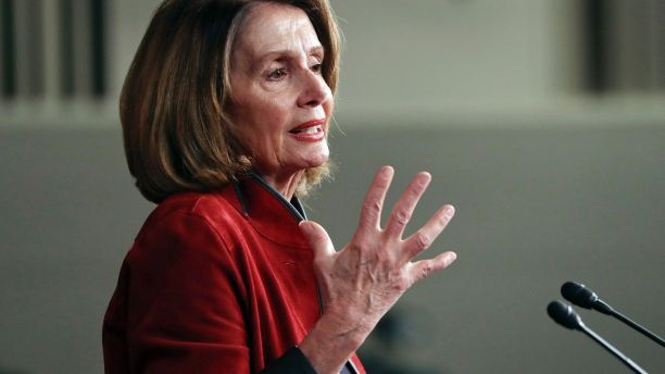 FILE - In this Jan. 11, 2018, file photo, House Minority Leader Nancy Pelosi of Calif., gestures as she speaks during a news conference on Capitol Hill in Washington. On the heels of President Donald Trump's State of the Union address, Pelosi is expected to target the recently approved federal tax overhaul during a town hall-style meeting in Massachusetts. Her appearance at the event in Cambridge on Thursday, Feb. 1, is part of what organizers say is a nationwide tour featuring members of Congress and others to call attention to the Republican tax plan. (AP Photo/Pablo Martinez Monsivais, File)